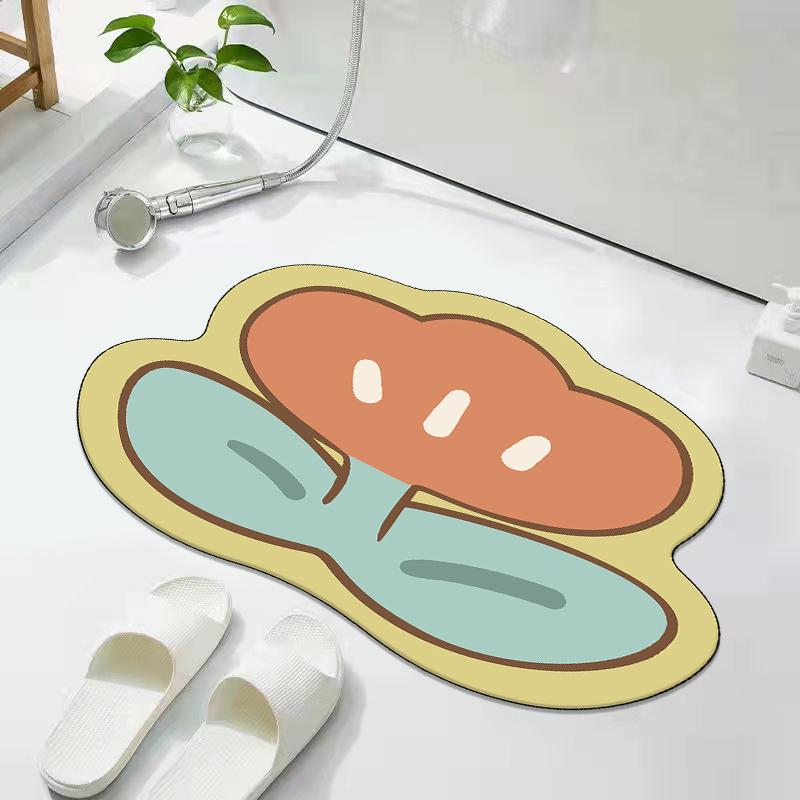 Household Simple Bathroom Small Fresh Non-slip Absorbent Living Room Room Room Entry Door Floor Mat Toilet Door Mat Quick Drying