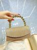 Sparkly Pleated Pearl Strand Clutch - Elegant Evening Bag