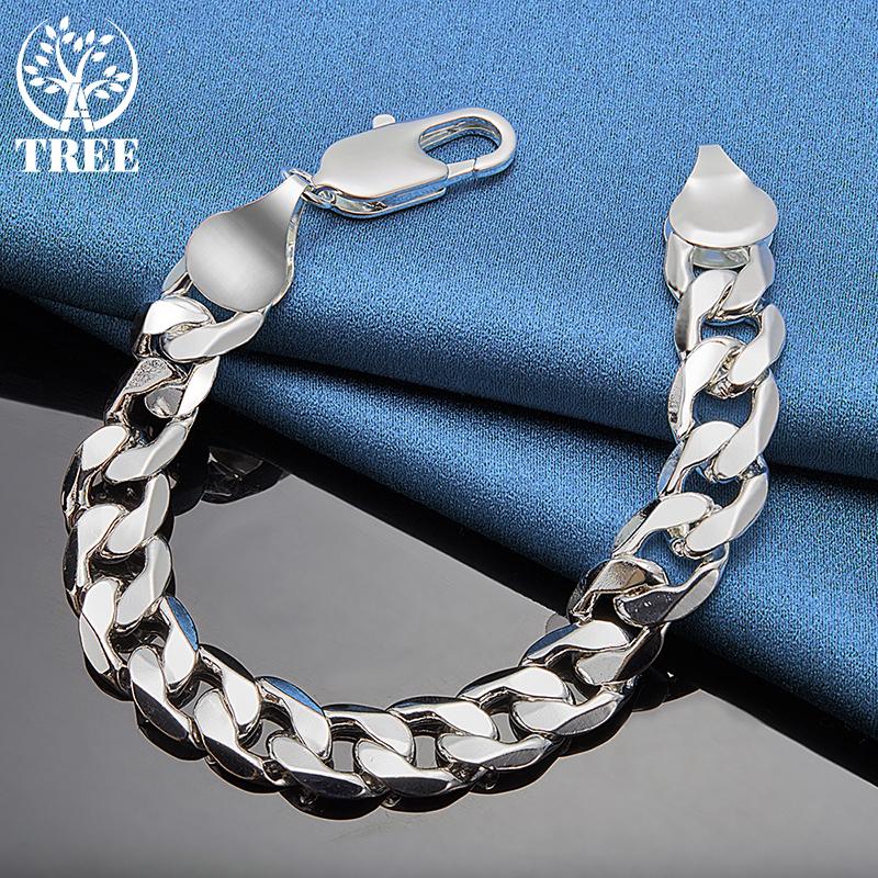925 Sterling Silver 12mm geometrie bočního řetízku Šperky s mnoha prsteny