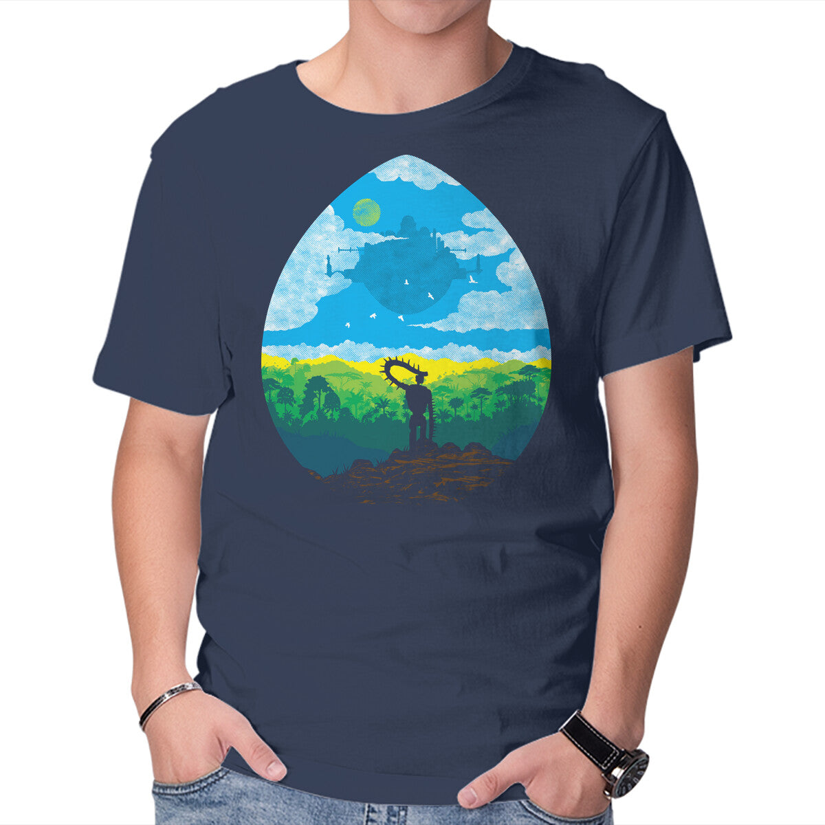 Unisex Crew Neck T-Shirt Mystical City Graphic Short Sleeve Casual Tee XS