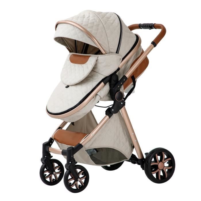 YAZOCO - 3-in-1 Kinderwagen Baby Kombikinderwagen Autositz Tragetasche Trio Wendbar Verstellbar Hohe Qualität Pannensichere Räder Weiß