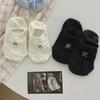 Frühlings-/Sommer Baumwoll-Bootssocken mit Schleifenstickerei - Unsichtbar, Einfarbig, Niedrig geschnitten