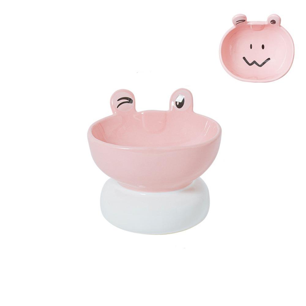 Ceramic Pet High Foot Bowl Cute Dog Food Feeding Basin Pet Drinking Feeder Kitten Puppy
