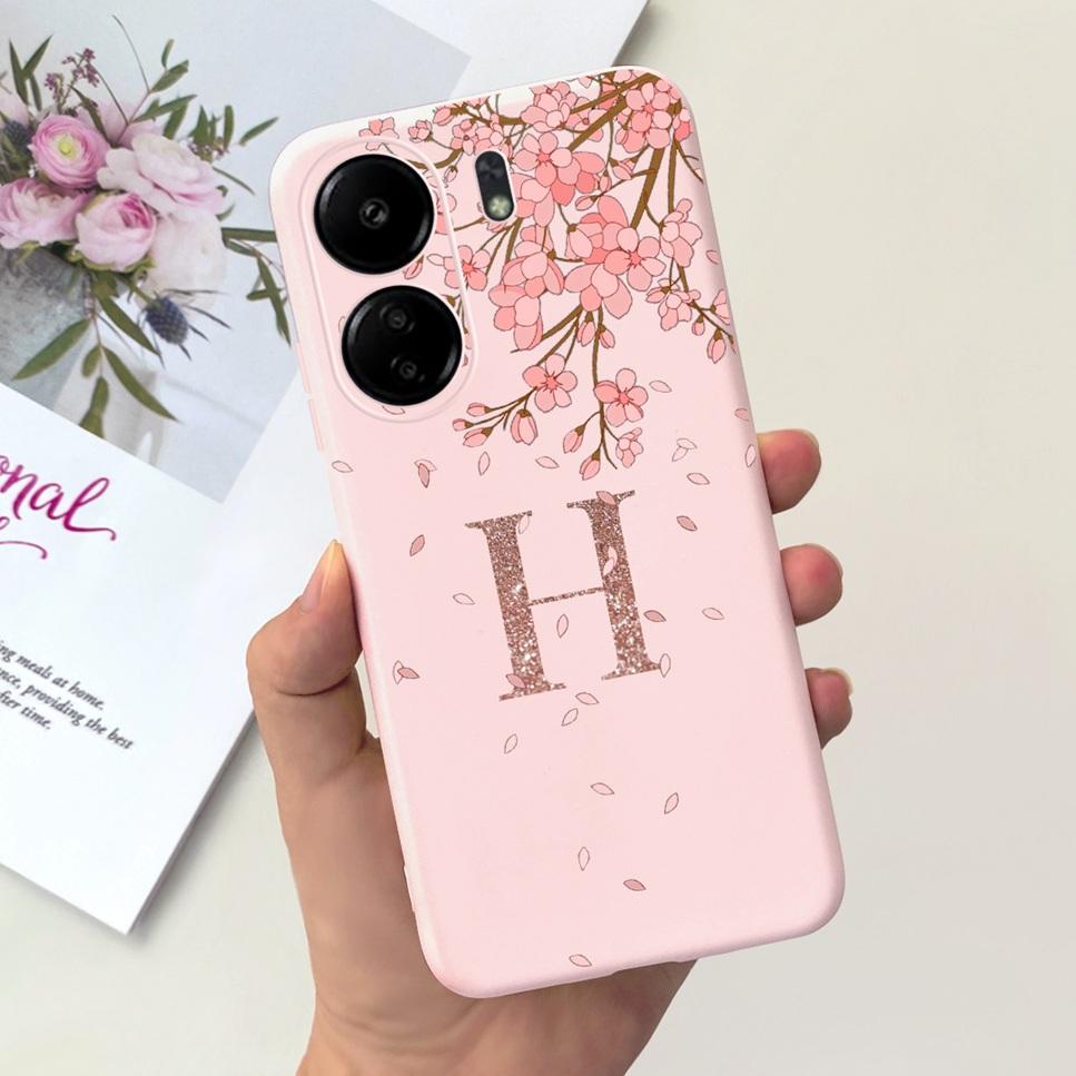 New For Redmi 13C 4G Case Fashion Design Letter Flower Luxury Crown Soft Silicone Back Cover For Xiaomi Redmi13C 13 C Phone Case