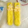 2Pairs Big Eyes Floor Stockings Women Plush Furry Plush Sock Kawaii Funny Tube Socks  Gifts