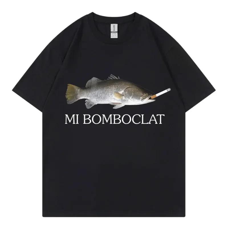 High-quality men's 100% pure cotton T-shirt Bomboclat Fishing Meme Interesting T-shirt Fashion retail Y2k Women's short-sleeved