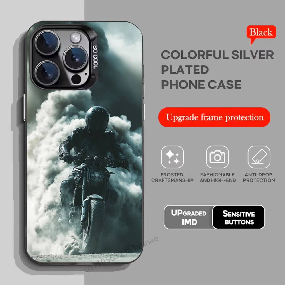 Motorcycle Rider Phone Case for iPhone 15 16 Pro Max Air SE 11 13 Pro 14 Plus 12 11Pro 15Pro Max 16e Cover