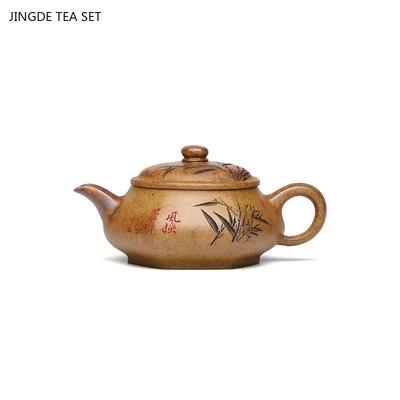 1 шт. 190 мл преміальний ретро Ісінська секція з необробленої руди, фільтрація, різьблення бамбука, чайник з фіолетової глини, чайний набір для Кунг-Фу