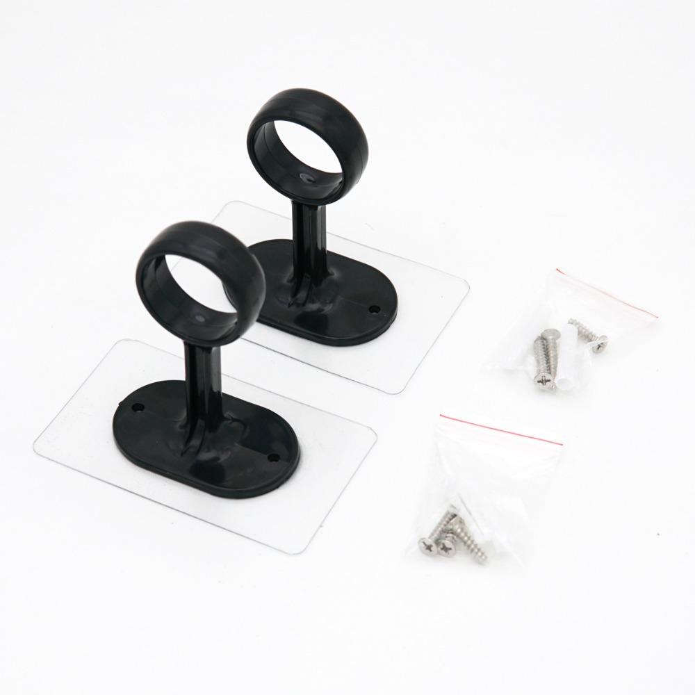 1/2pcs Self Adhesive Curtain Rod Brackets No Drilling Clear/Black Curtain Rod Hangers Curtain Rod Support Hooks