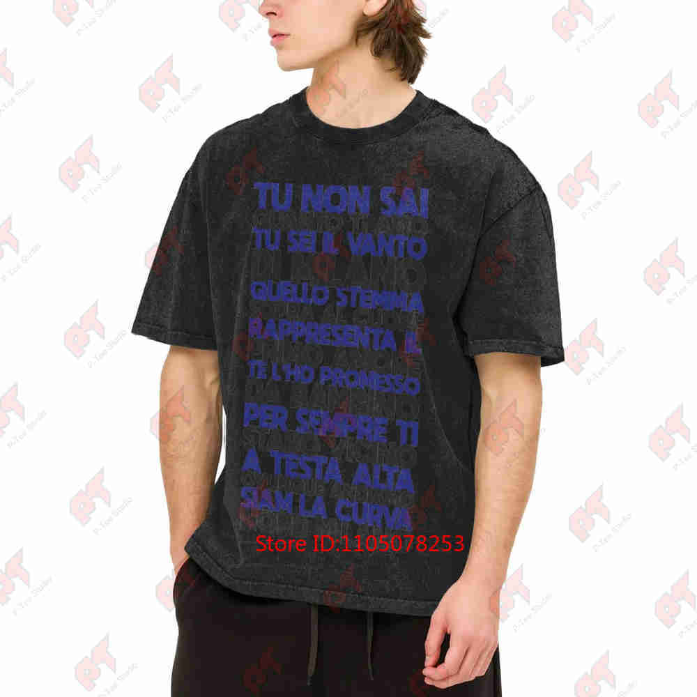 Inter Regalo Tifosi Neroazzurri Lula Tu Non Sai Quanto Ti Amo Vintage Washed Tee Pure Cotton T-Shirt