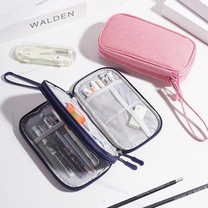 Dual-Layer High-Capacity Pencil Case - Stylish & Dirt-Resistant for High School Students