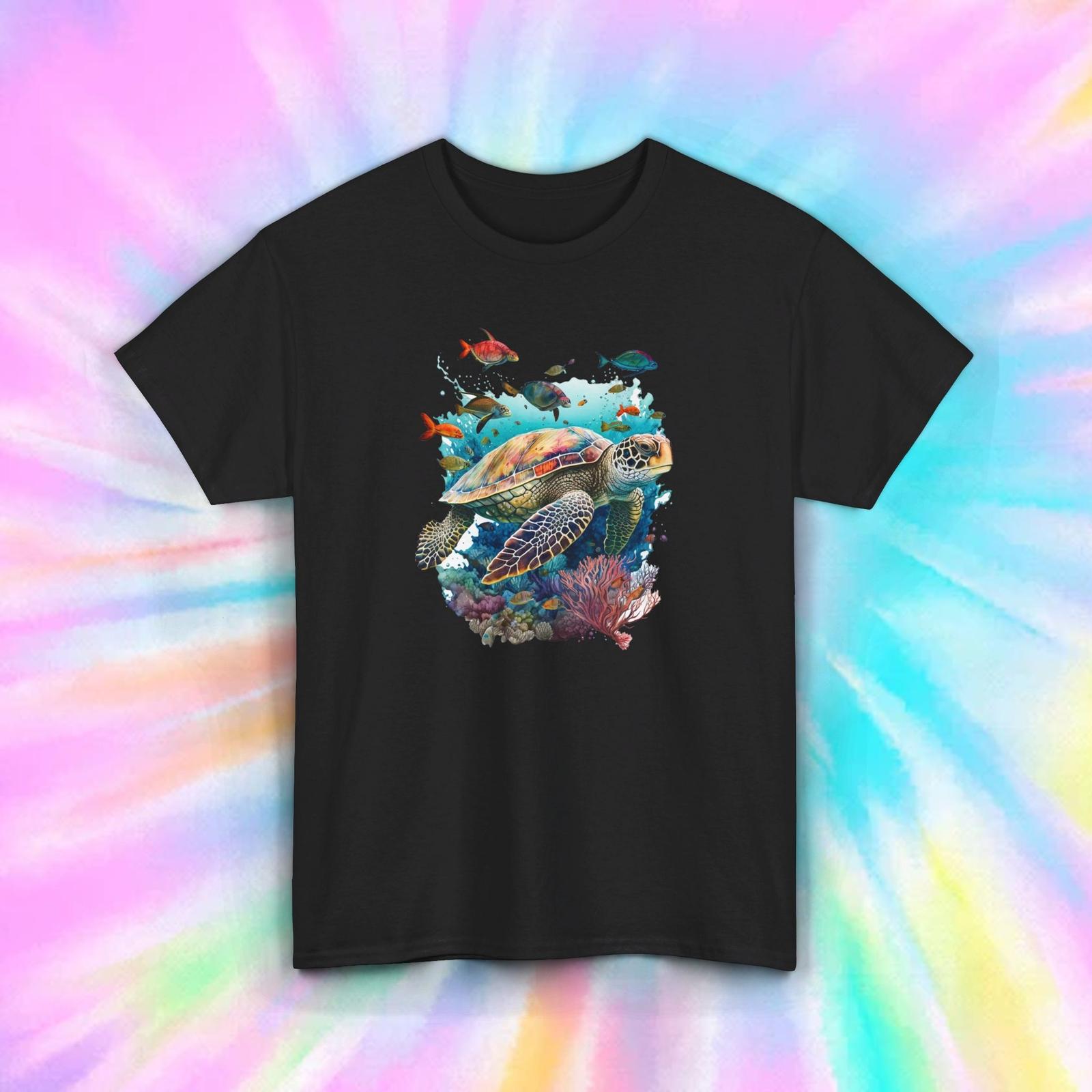 Colorful Turtle Underwater Shirt | Ocean Marine Life Graphic Tee | Sea Turtle XXL
