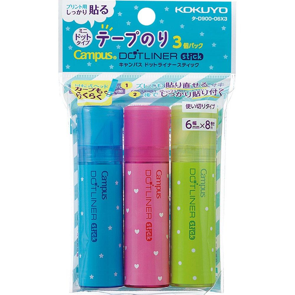 KOKUYO Tape Dotliner Glue, Stick, Disposable, TA-D900-06X3 синий