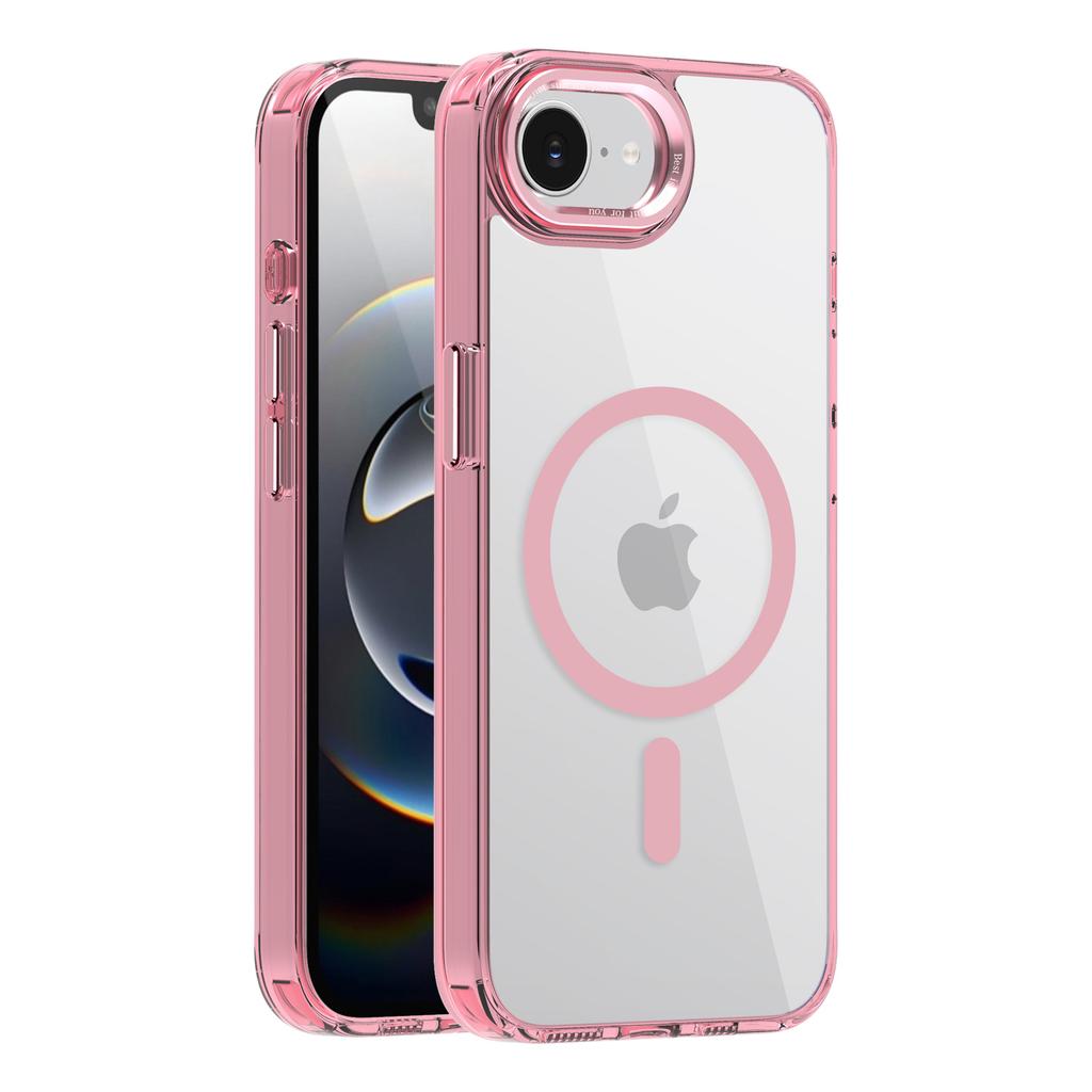 For iphone 17 16 15 Pro Plus Max Air and 17e 16e Case Clear Color Magnetic Metal Keys Anti-Drop and Anti-Fingerprint Phone Cover