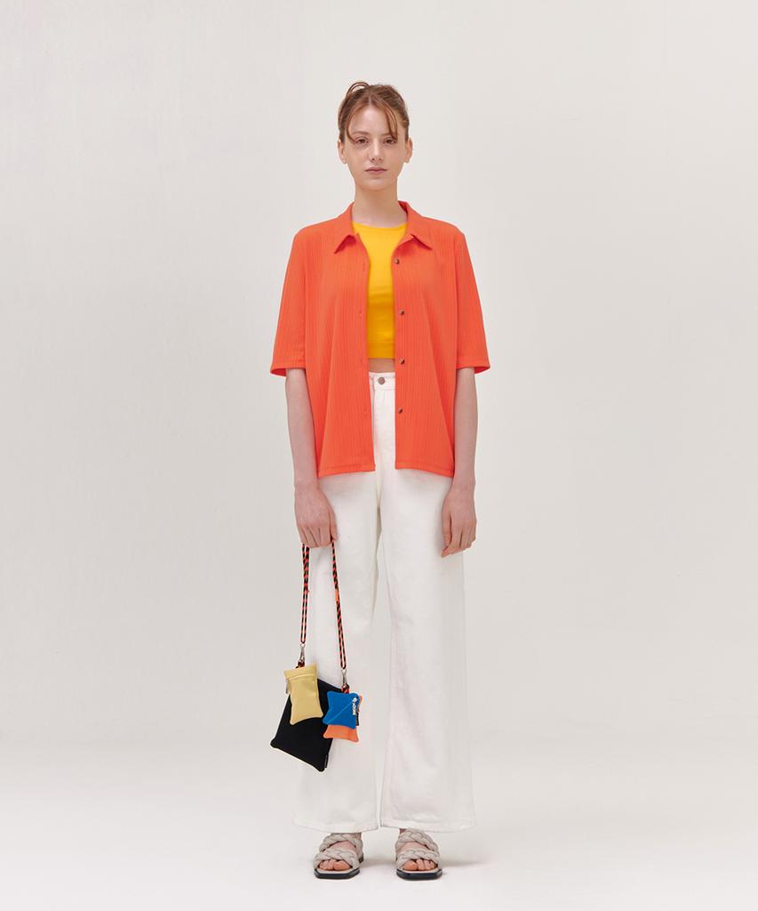 NU PARCC Summer Rib Shirt Cardigan - Orange