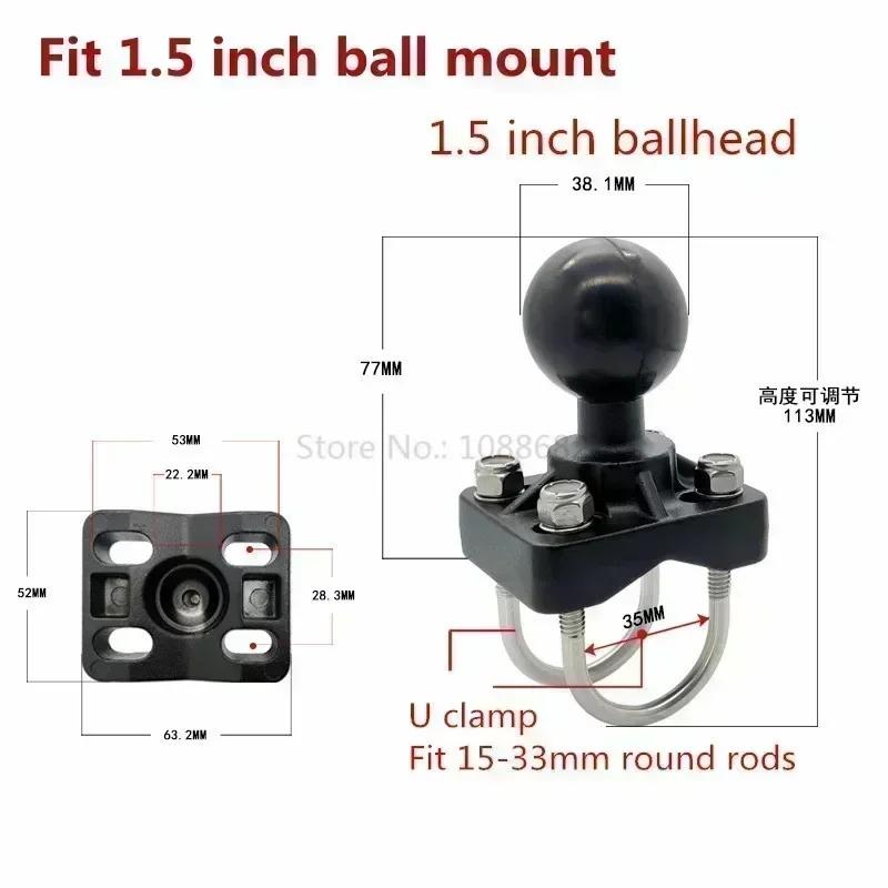 Jadkinsta 1 or 1.5 Inch Rubber Ball Mount To Aluminum Motorcycle Round Square Mounting Base Plate for Gopro Camera Cellphones