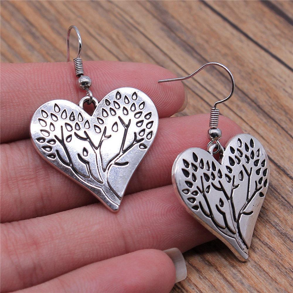1 Pair Silver Plated Drop Earrings Women Hollow Out Tree Of Life Pattern Round Earring Moda Mujer Jewelry Fashion Pendientes