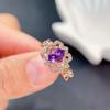 Pure  CopperCrystal Ring 5x7mm 0.7ct Natural Amethyst Ring with Certificate 18K Gold Plated Amethyst Fine Jewelry