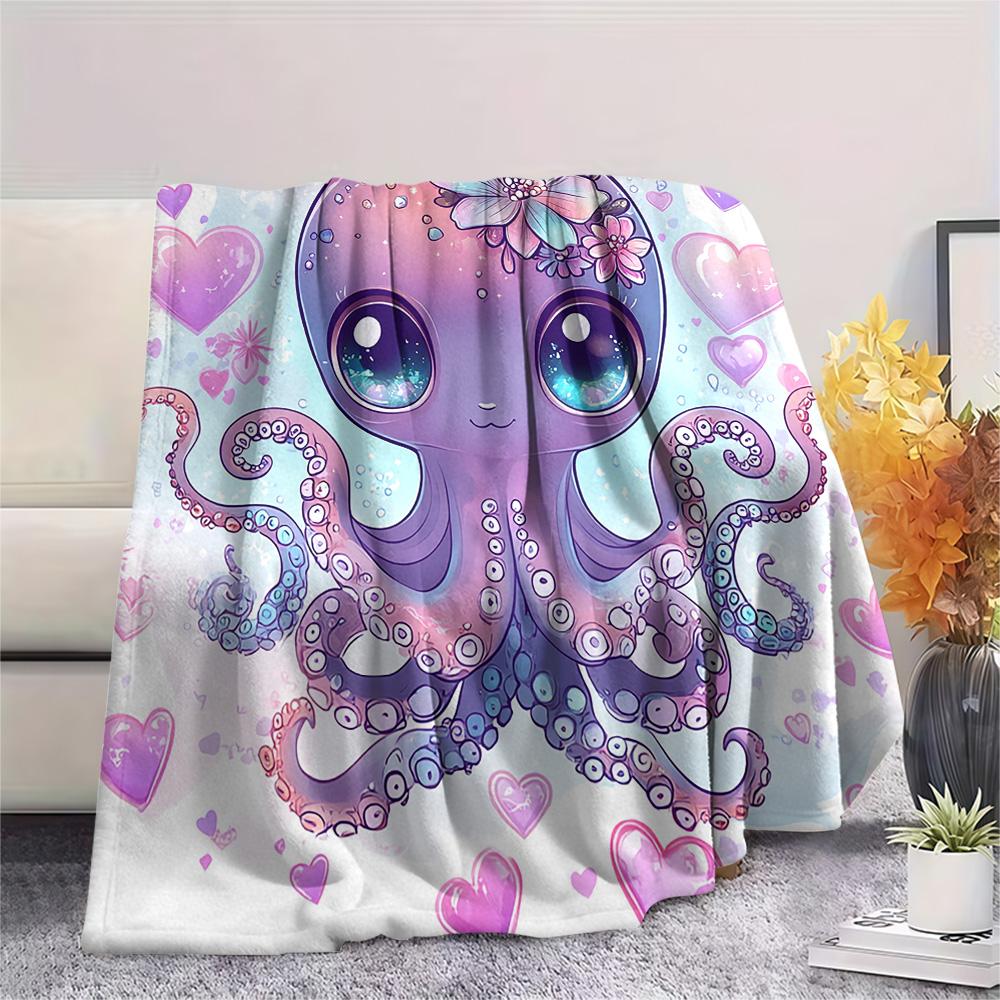 Octopus Print Flannel Blanket, High quality Comfortable for All Seasons, Home Decor, Warmth and Comfort, Perfect for Christmas Gifts