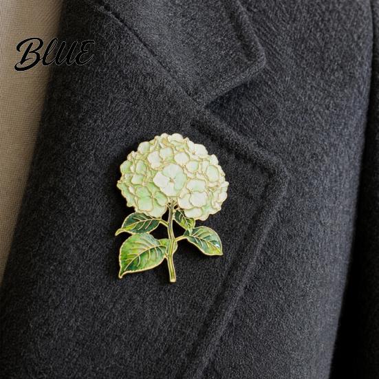 Colorful Enamel Brooch Pin Hydrangea Shape Lapel Polished Edges Backpack