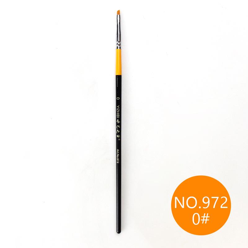 Yi Zhi Bi 972 Nylon Slanted Tip Brush for Watercolor, Gouache, Acrylic, Oil Painting. No. 0 чёрный