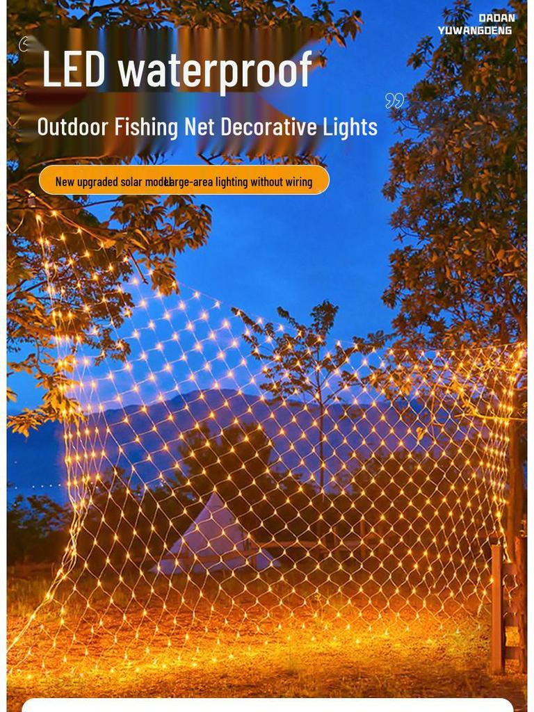 Outdoor LED Fishing Net Lights, Waterproof Starry Sky Mesh for Courtyard, Lawn, and Tree Decoration