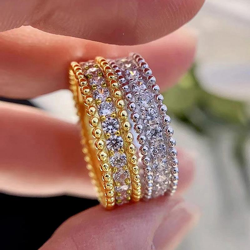 Diamond Geometric Ring For Women, Sparkling Temperament French Versatile Jewelry, Fashion Daily Accessories