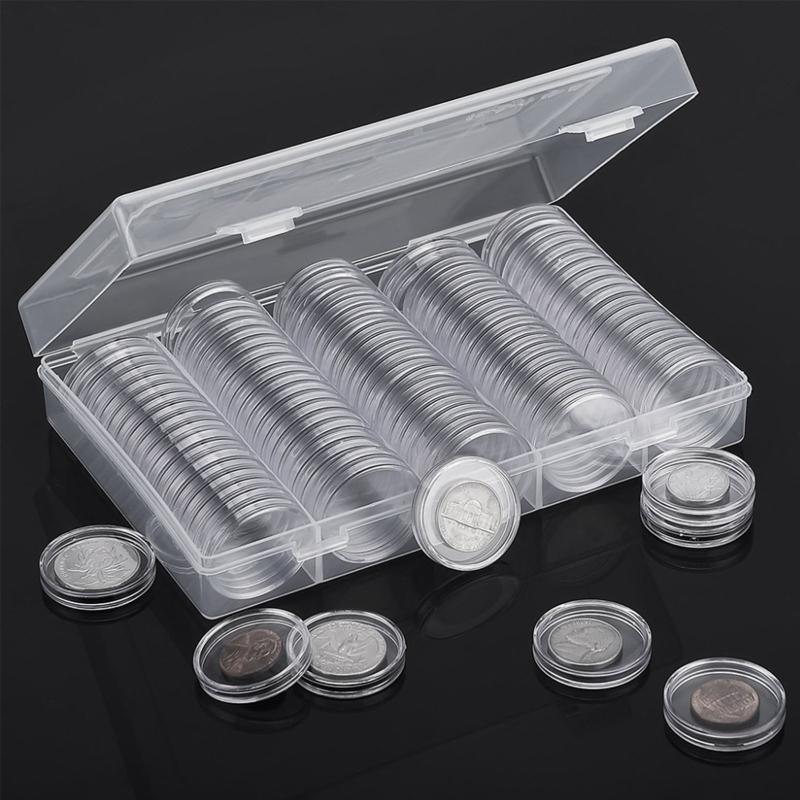 Clear Coin Storage Collection Holder Containers for w/ Foam Gasket Home Supply 1