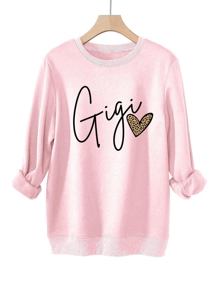Gigi Leopard Heart Print Plus Velvet Hoodie for Women - Versatile Casual Autumn/Winter Wear