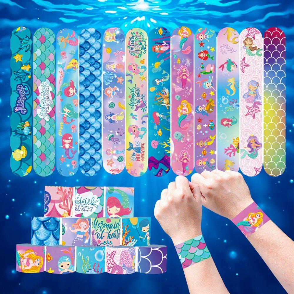 10 ks Duhový PVC Mořská panna Dětský zacvakávací náramek Dárky Party Dekorace Šťastné Děti Dívky Oceánský Svět Narozeninová Party Výslužky