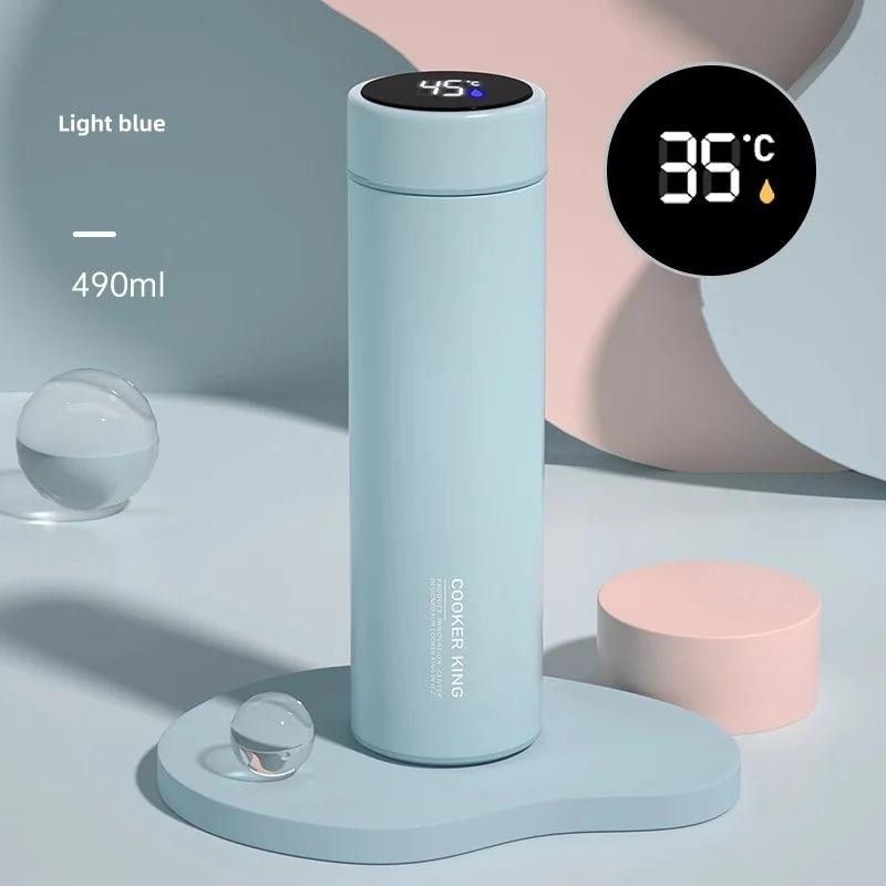 

Smart Insulated Cup 316 Stainless Steel Display Temperature Water Cup Male and Female High-end Business Portable Cup 490ML світло-синій колір