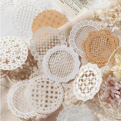 10 stk/sett Utklipt Håndlaget Blonder Dekorativt Papir Skrapbooking Håndbok DIY Journal Materiale Collage Estetiske Håndverksrekvisita