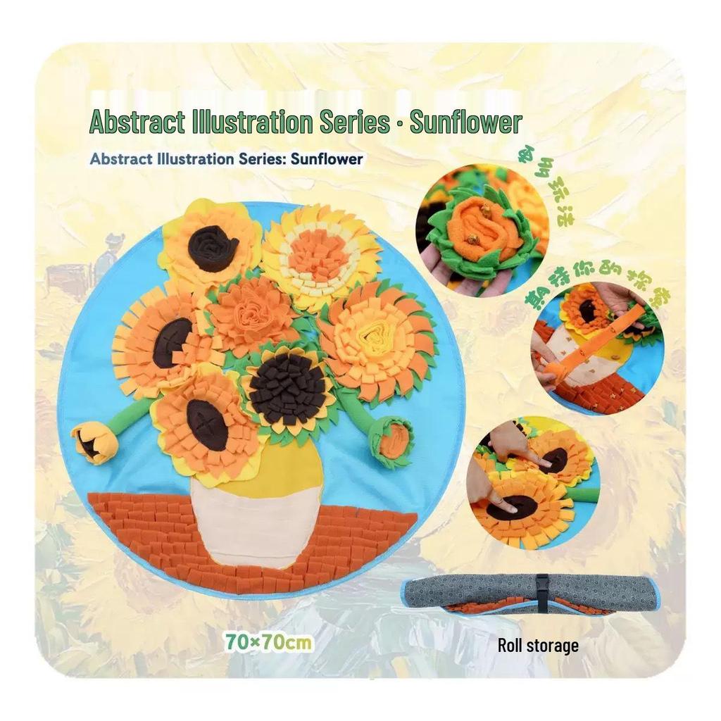 Pet Activity Pad: Energy-boosting Sniffing Mat for Dogs & Cats with Hidden Treats, Food Dispenser, and Toys