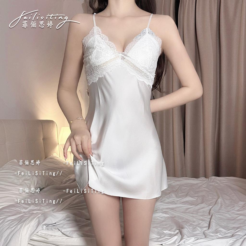 1011 French Summer Nightdress New Pure Desire Wind Sexy Pure Desire Suspender Lace Pajamas Loungewear Chest Pad Set