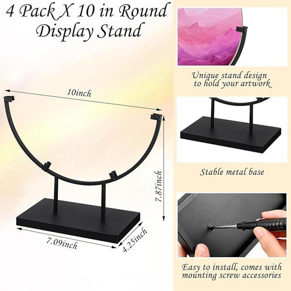 Compact Metal Display Stand for Fused Glass Art Picture Platter Decorative Plate Holder Table Art Panel Indoor Use