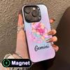 Zodiac Sign Gemini Phone Case for iPhone 17 16 15 14 13 12 11 Air Pro Max Plus Colorful Silver MagSafe Cover