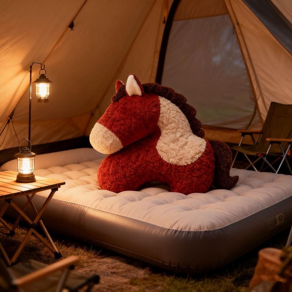 WTEMPO Creative Year of The Horse Throw Pillow Irregular-shaped Plush Toy Sofa Living Room Spring Festival Decorative Items New Year Car Pillow Gifts