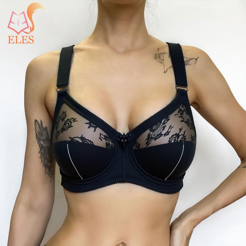 Große Größe BH Ultradünne Sexy Spitze Ohne Stahlring Raffiniert Atmungsaktiv Transparent Unterwäsche BH für Frauen