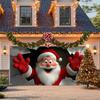 Christmas Background Cloth Santa Claus Breaking Open Paper Garage Door Banner For Living Room Entrance Corridor Window Clings