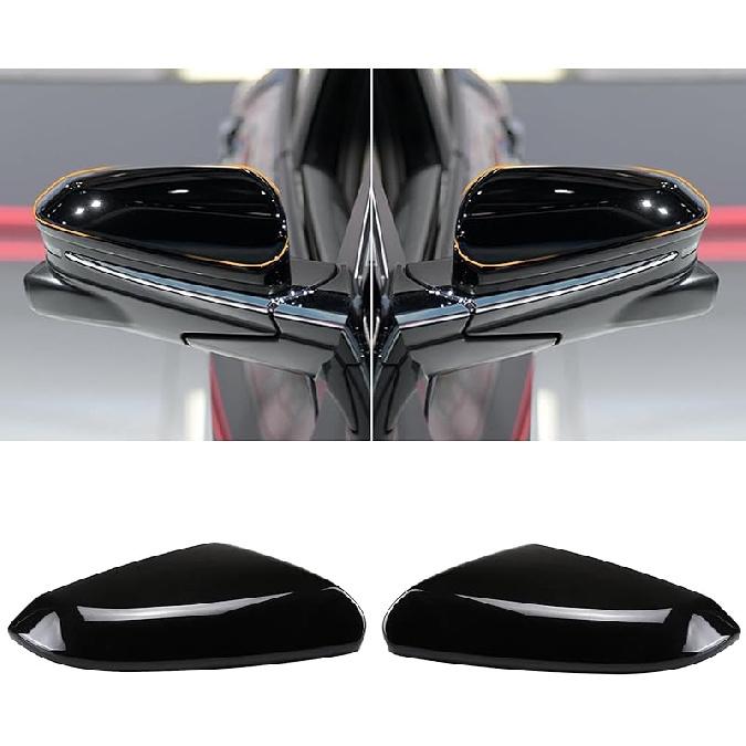Moonlinks Compatible With 2016- Honda Civic Side Mirror Cover Replacement,Glossy Black LH & RH Side Door Rearview Mirror Cap Trim For 10Th Gen