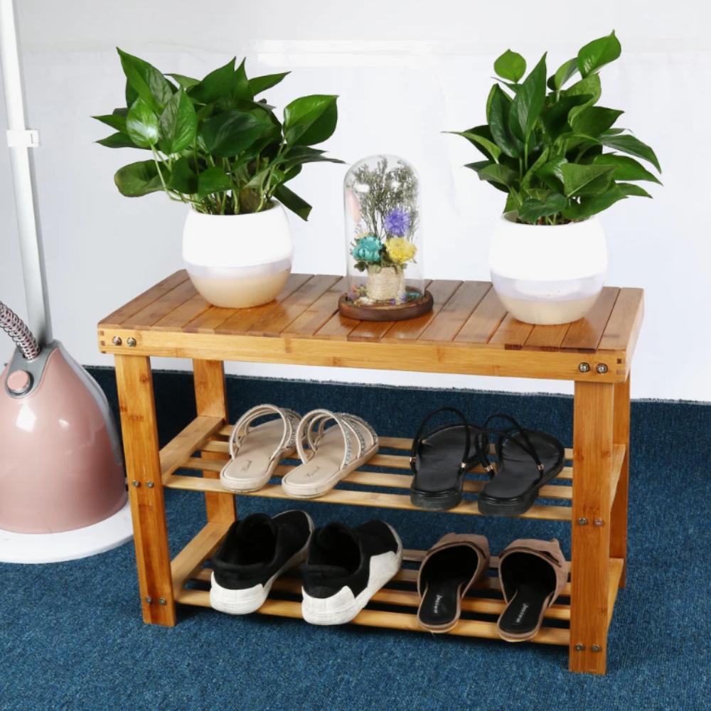 Bamboo Shelf, Standing Shoe Rack, 3-shelf Cabinet, Bathroom, Hall