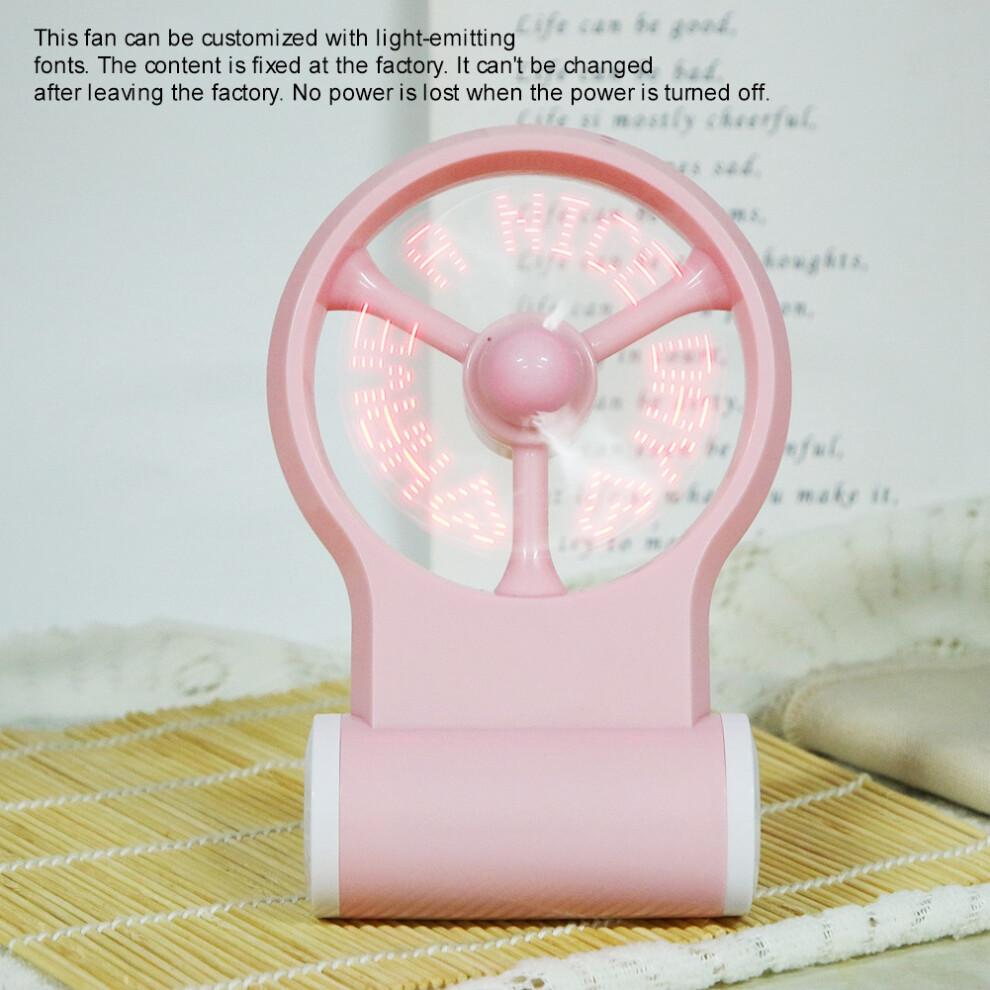 Mini Desk Fan For Home Office, Rechargeable Handheld Fans With Customizable Light-Emitting Fonts, Battery Operated, LED Display Feature, Durable