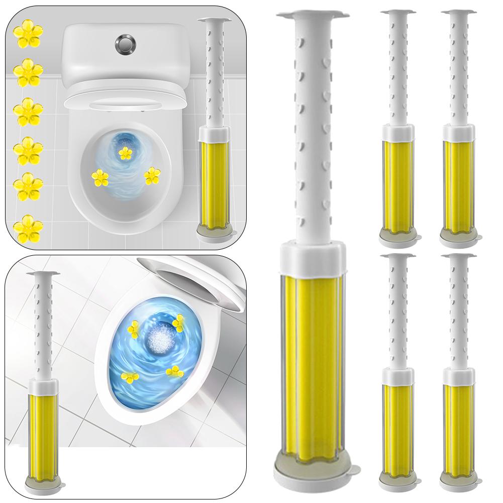 5Pcs Toilet Cleaner Gel Deodorant No Trace for Bathroom Fragrance Cleaning (Lemon)