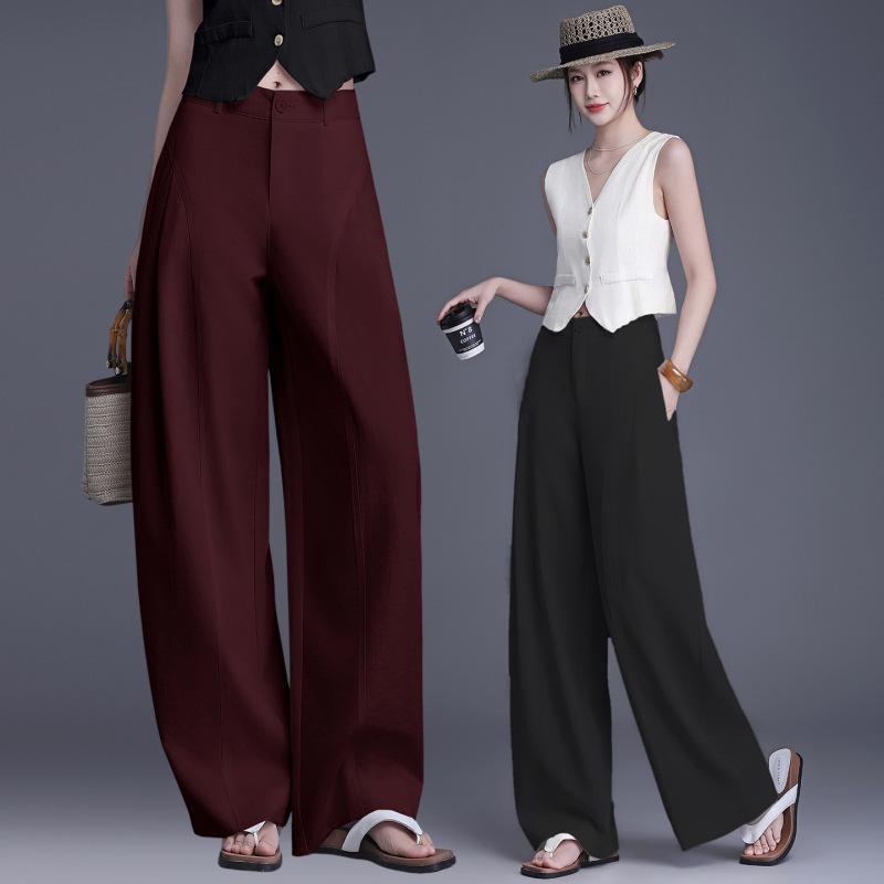 Spring New Arrival High-Waisted Wide-Leg Drapey Slimming Pants - Floor-Length Casual Straight-Leg Trousers