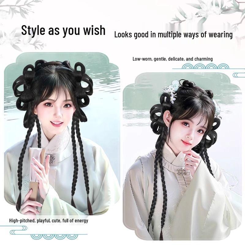 Women's Hanfu Style Updo Wig Clip – Ancient Costume Wig and Headpiece