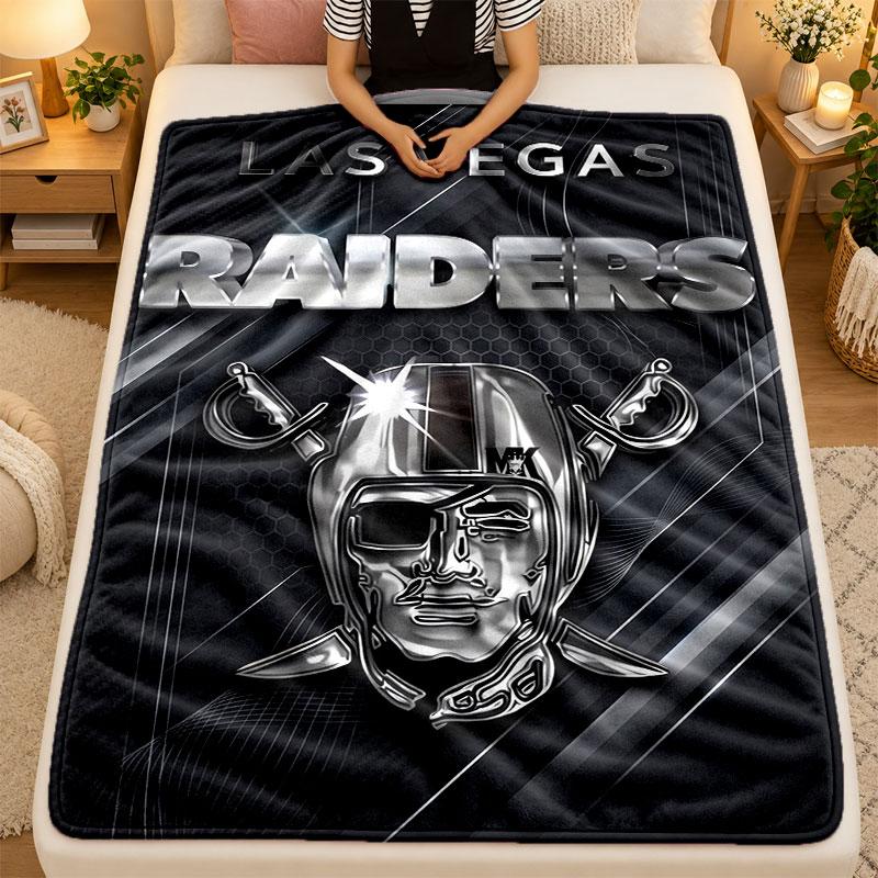 Flannel BlanketLas Vegas Raiders Warm Soft Throw Blanket for Indoor Sofa Bed Living Room Use