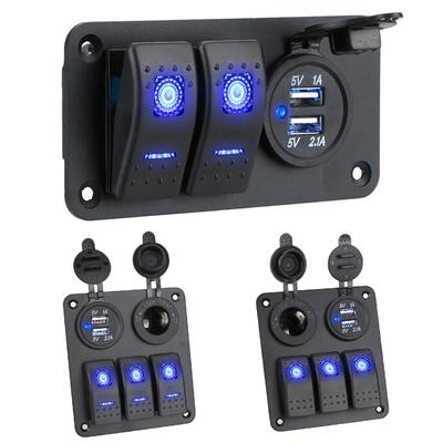 12~24V 2/3 כנופיות עמיד למים פאנל מתג נדנדה בקרת מעגל מד מתח דיגיטלי יציאת USB כפולה למשאית רכב סירה