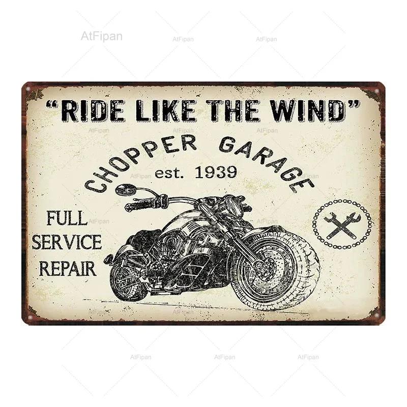 Vintage Motorcycle Garage Metal Plate  Classic Tire Poster  Shabby Chic Wall Art Decor  xCM Metal Painting for Home  Retro Cuadr