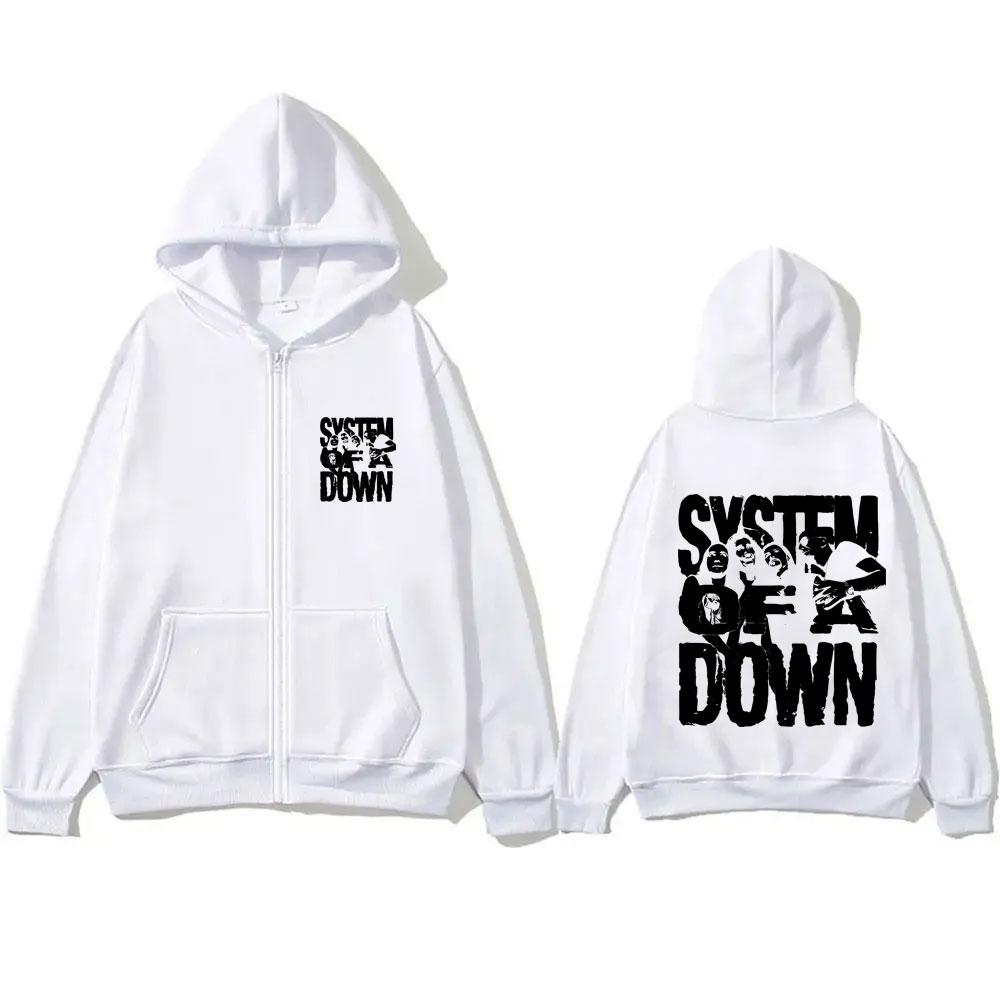 

Metal Rock Band System of A Down Graphic Zipper Hoodie Men Women Casual Oversized Zip Up Vintage Coat 3XL