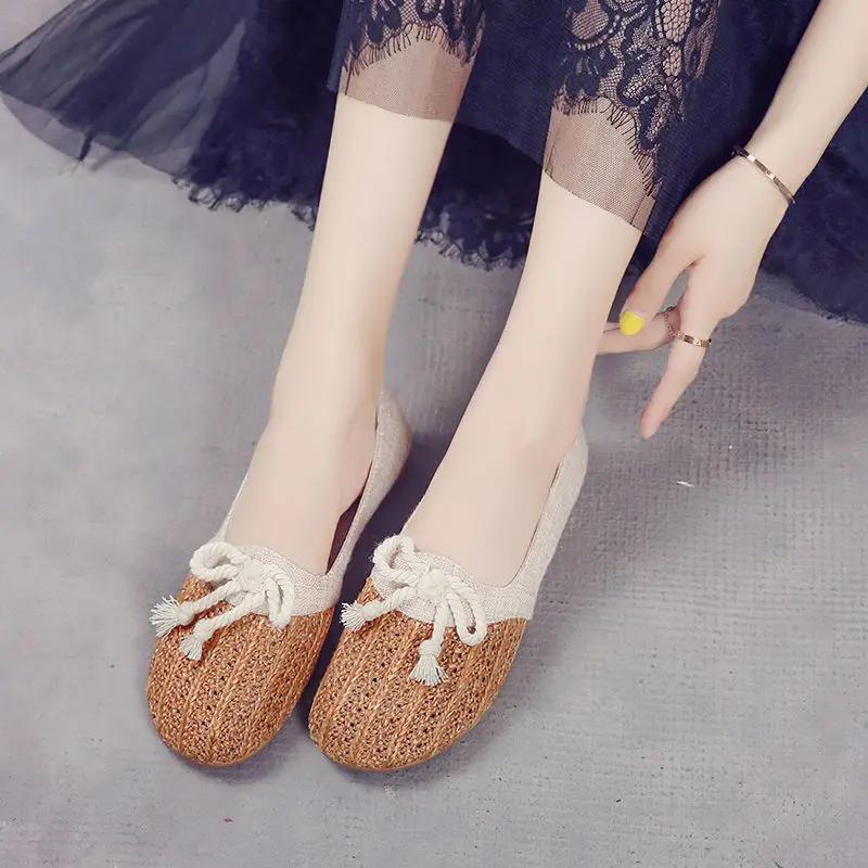 Fashion 2025 New With Bow Slip On Ladies Footwear Walking Aesthetic Y2k Fashion Deals High Quality Cheap Offer Korean 39 Women's Shoes